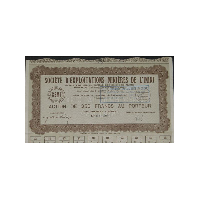 Sté d'Exploitations Minières de l'Inini (1 Ac)