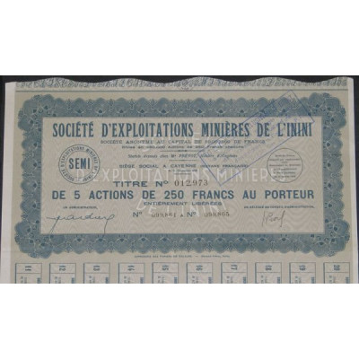 Sté d'Exploitations Minières de l'Inini (5 Ac)