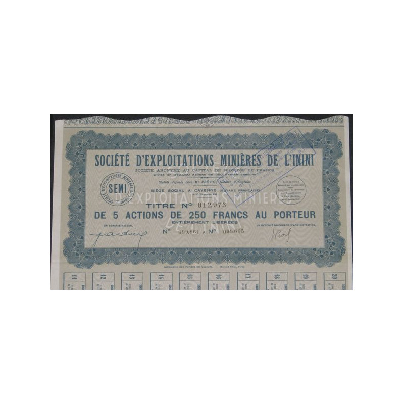 Sté d'Exploitations Minières de l'Inini (5 Ac)