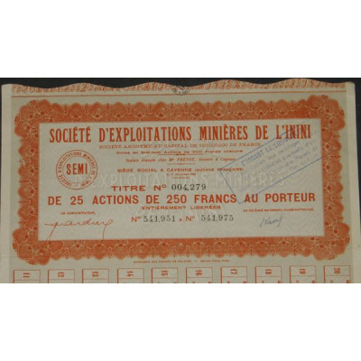 Sté d'Exploitations Minières de l'Inini (25 Ac)