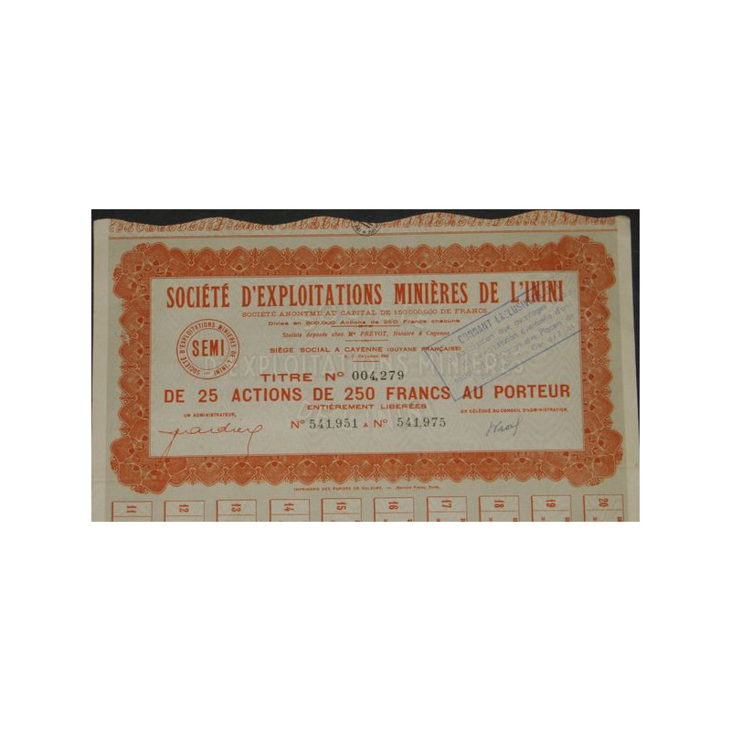 Sté d'Exploitations Minières de l'Inini (25 Ac)