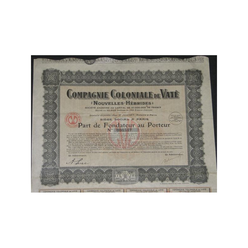 Cie Coloniale de Vaté (Nouvelles-Hébrides)