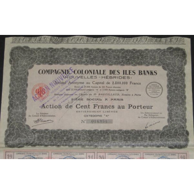 Cie Coloniale des Iles Banks (Nouvelles-Hébrides) (Ac)