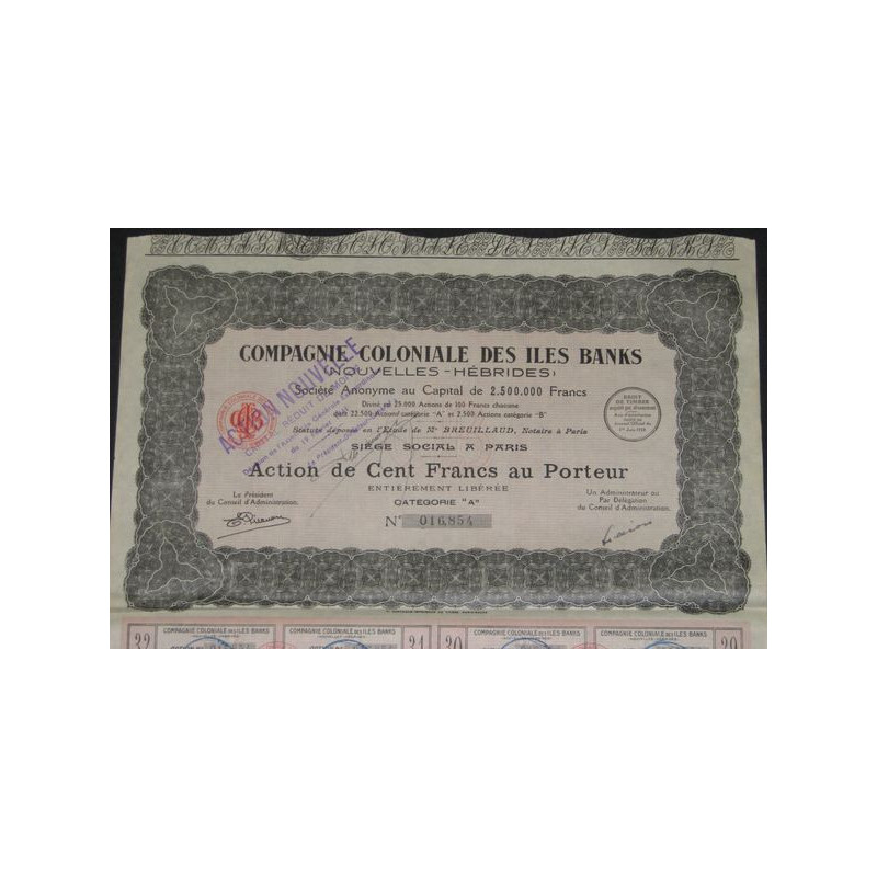 Cie Coloniale des Iles Banks (Nouvelles-Hébrides) (Ac)