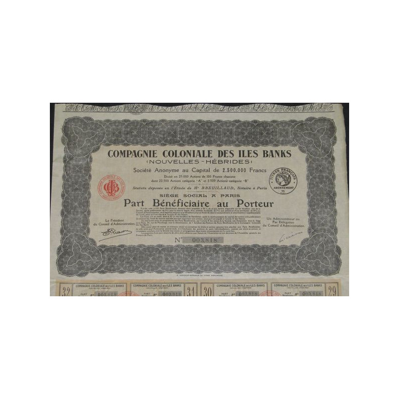 Cie Coloniale des Iles Banks (Nouvelles-Hébrides) (PB)