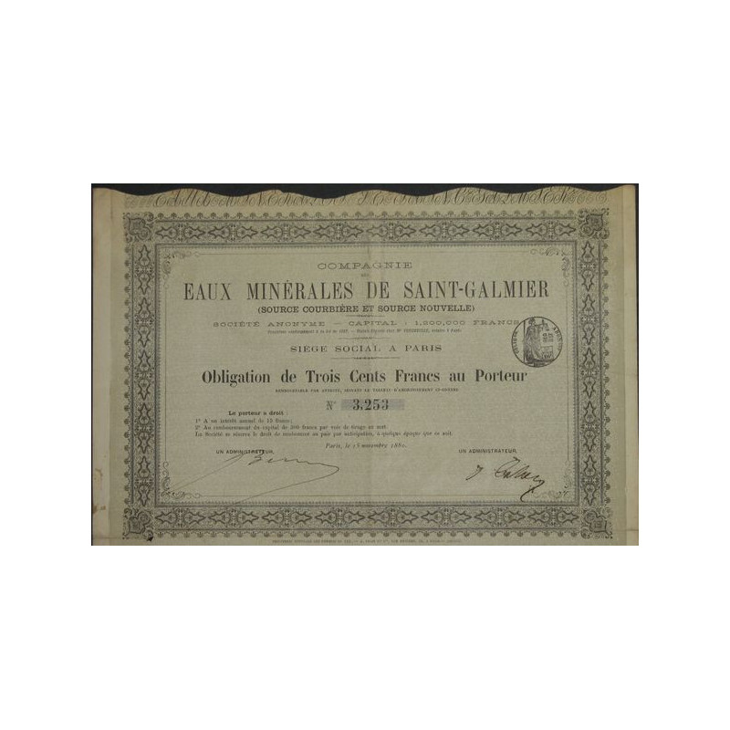 Cie des Eaux Minérales de Saint-Galmier (Source Courbière et Source Nouvelle)