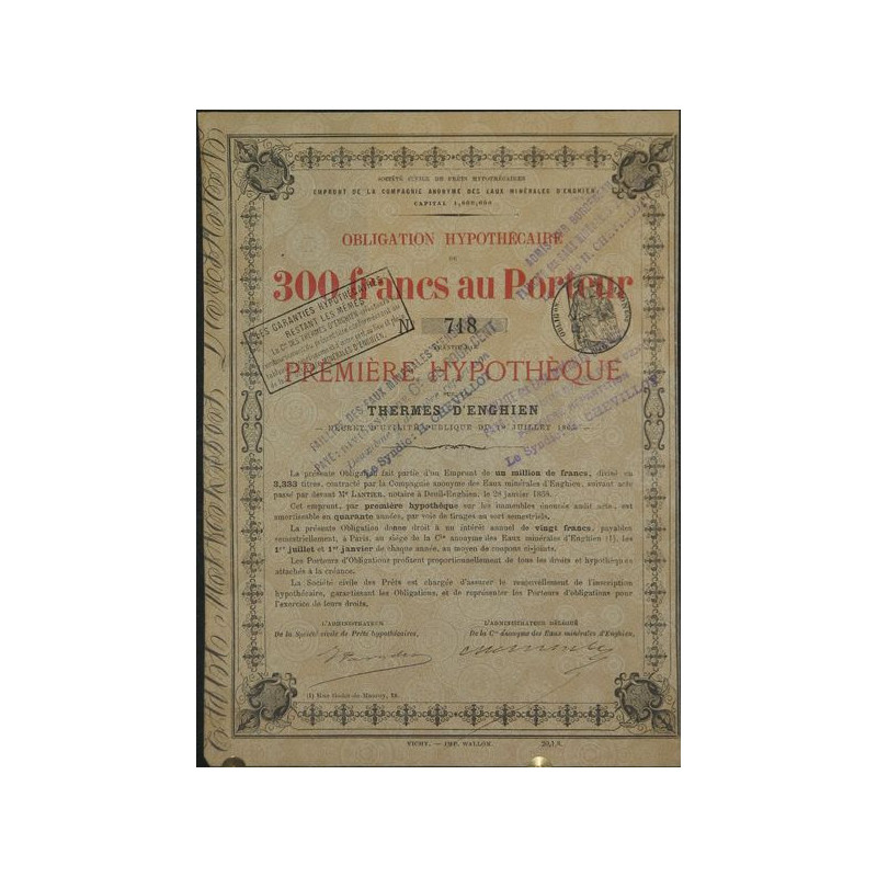 Emprunt de la Cie Anonyme des Eaux Minérales d'Enghien