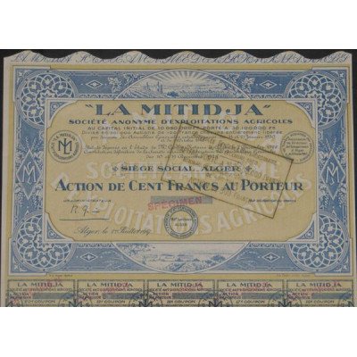 "La Mitidja" S.A. d'Exploitations Agricoles (specimen)