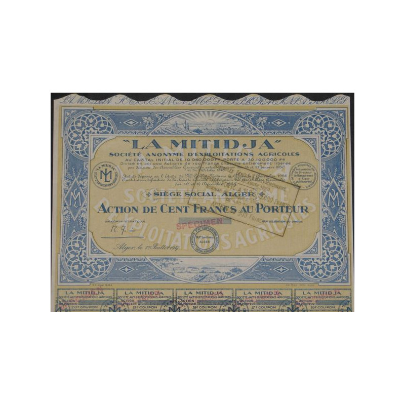 "La Mitidja" S.A. d'Exploitations Agricoles (specimen)