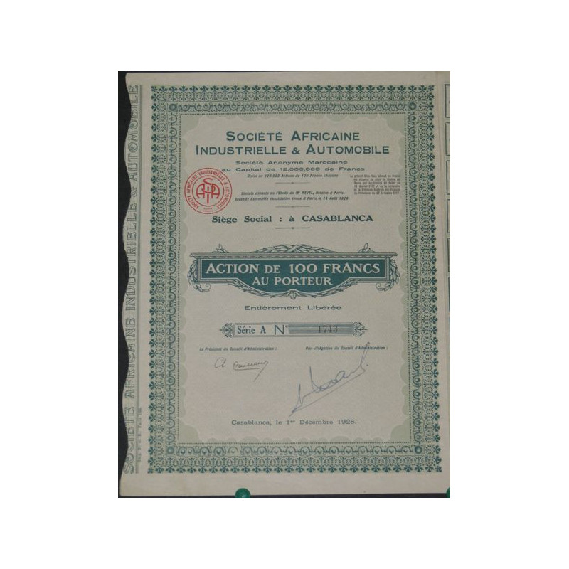 Sté Africaine Industrielle & Automobile (Ac)