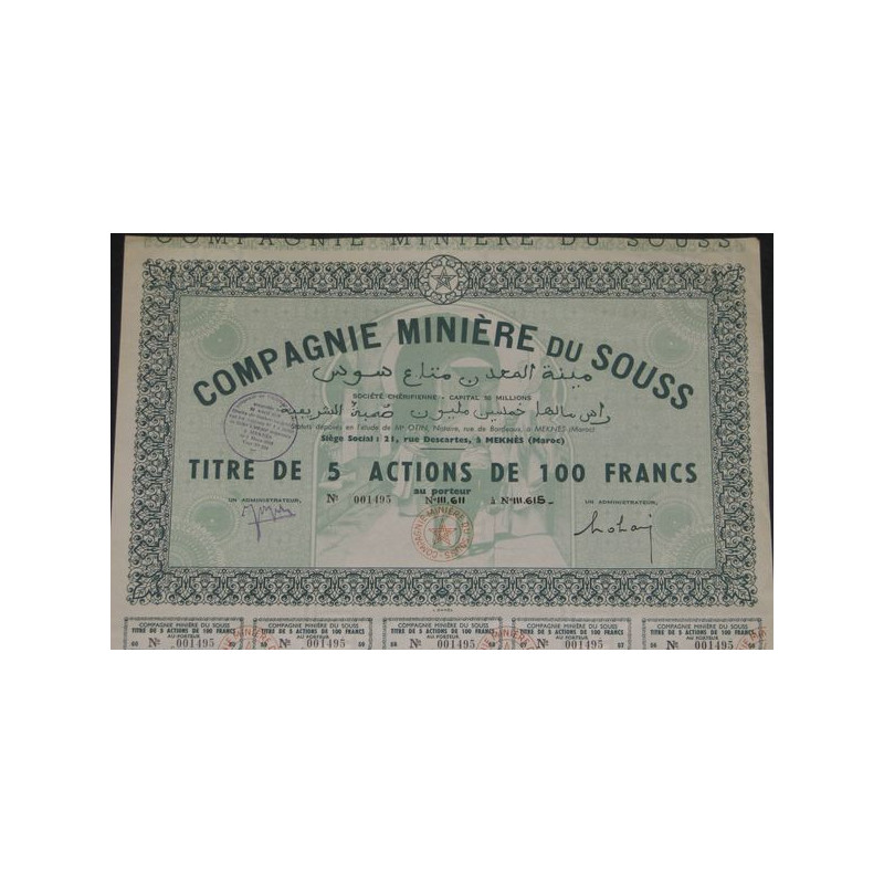 Cie Minière du Souss (Titre 05 Act 100 F)