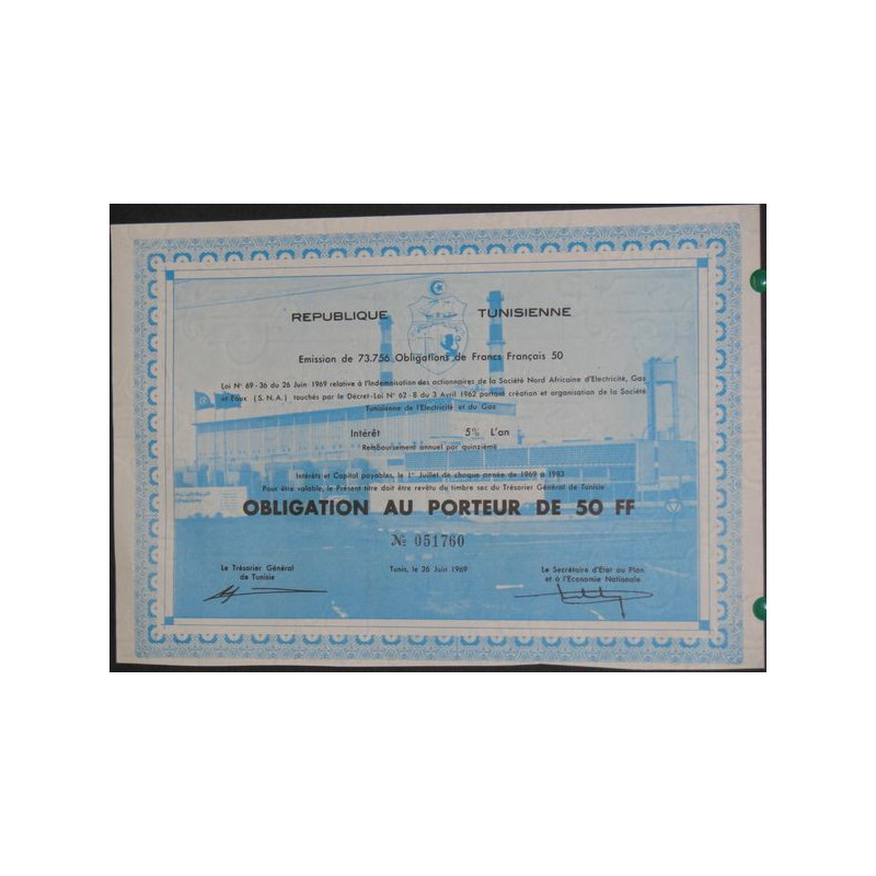 République Tunisienne Obligations Nord Africaine d'Electricité Gaz et Eaux