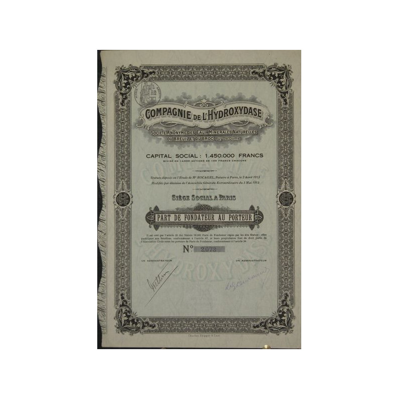 Cie de l'Hydroxydase - S.A. des Eaux Minérales Naturelles du Breuil et du Broc (PF)