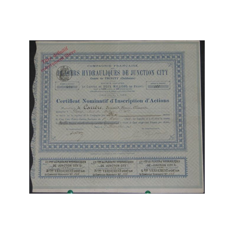 Cie Française des Placers Hydrauliques de Junction City