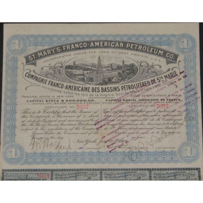 Cie Franco-Américaine des Bassins Pétrolifères de Ste-Marie (1 Ac)