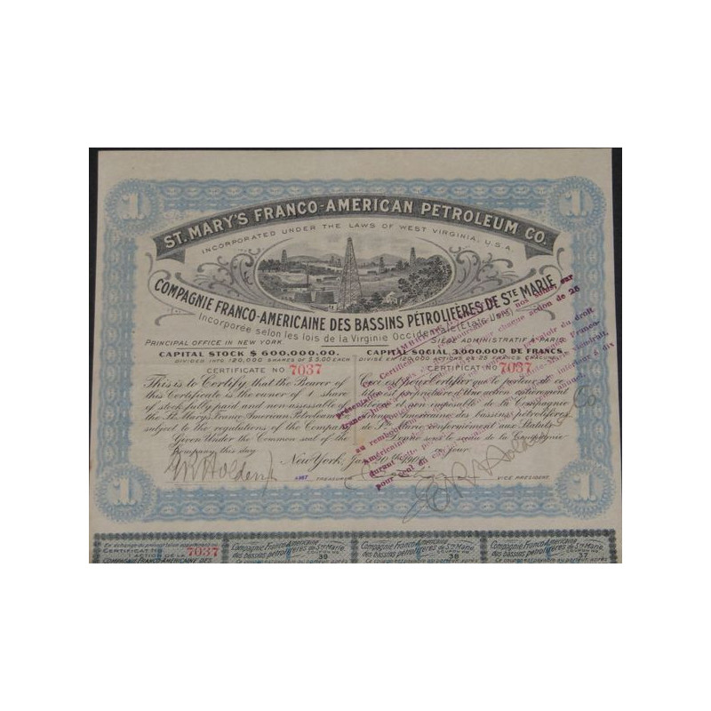 Cie Franco-Américaine des Bassins Pétrolifères de Ste-Marie (1 Ac)
