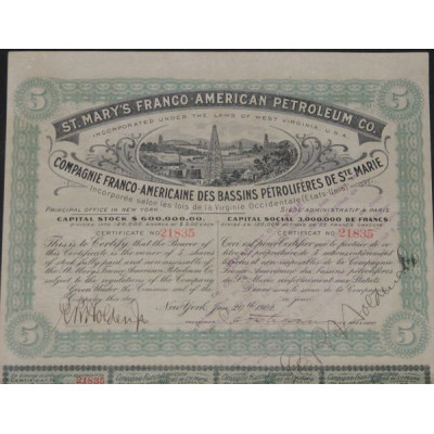 Cie Franco-Américaine des Bassins Pétrolifères de Ste-Marie (5 Ac)