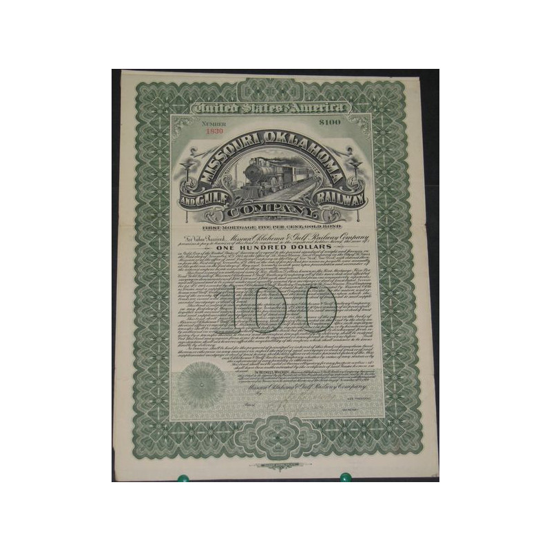 Missouri Oklahoma & Gulf Railroad Cy (Gold bond)