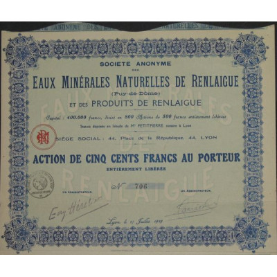 S.A. des Eaux Minérales Naturelles de Renlaigue (et des produits de)