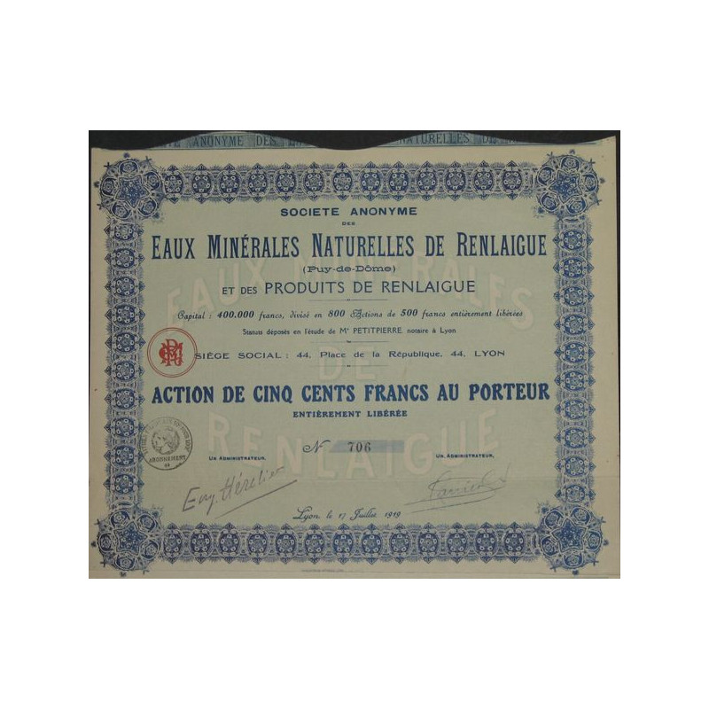 S.A. des Eaux Minérales Naturelles de Renlaigue (et des produits de)