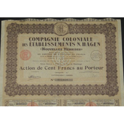 Cie Coloniale des Ets N. Hagen (Nouvelles-Hébrides) (Ac)