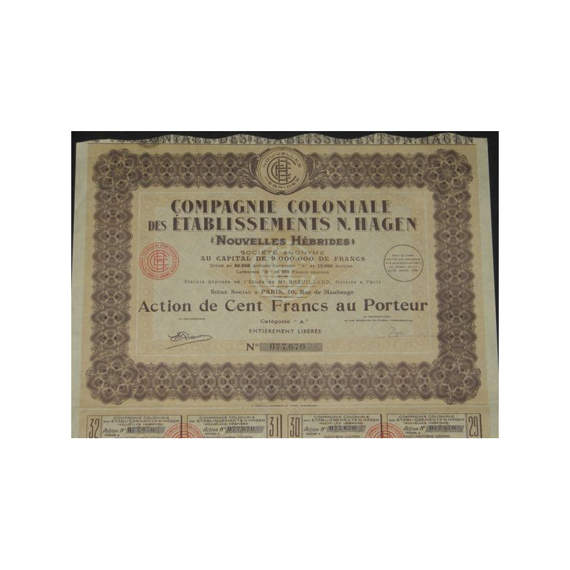 Cie Coloniale des Ets N. Hagen (Nouvelles-Hébrides) (Ac)