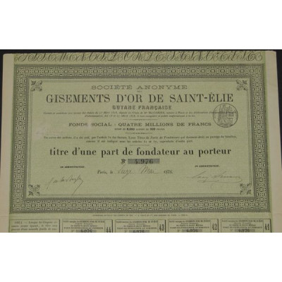 S.A. des Gisements d'Or de Saint-Elie - Guyane Française
