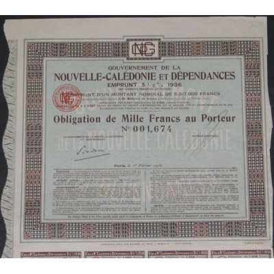 Gvt de la Nouvelle-Calédonie et Dépendances - Emprunt 5 1/2 % 1936
