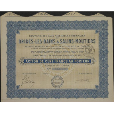 Cie des Eaux Minérales et Thermales de Brides-les-Bains et Salins-Moutiers (Act 100 F) (modèle 1)