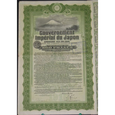 Gvt Impérial du Japon - Emprunt 4 % de 1910 (Obl 500 F)