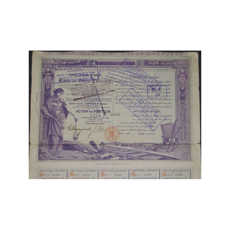 S.A. Ottomane des Mines de Balia-Karaidin - 1904 (capital 6 000 000 F)