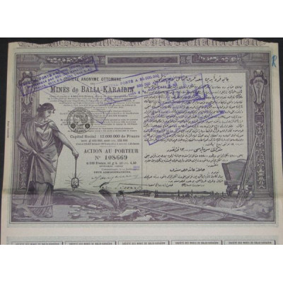 S.A. Ottomane des Mines de Balia-Karaidin - 1920 (capital 12 000 000 F)