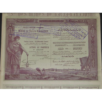 S.A. Ottomane des Mines de Balia-Karaidin - 1923 (capital 22 500 000 F)