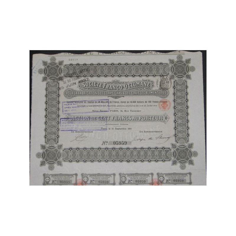Sté Franco-Ottomane pour la Fabrication des Corps Gras & des Graisses Alimentaires