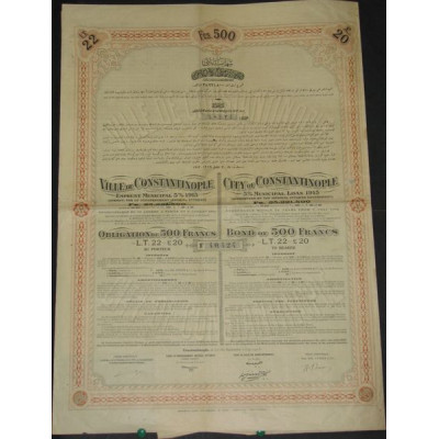 Ville de Constantinople - Emprunt Municipal 5 % 1913