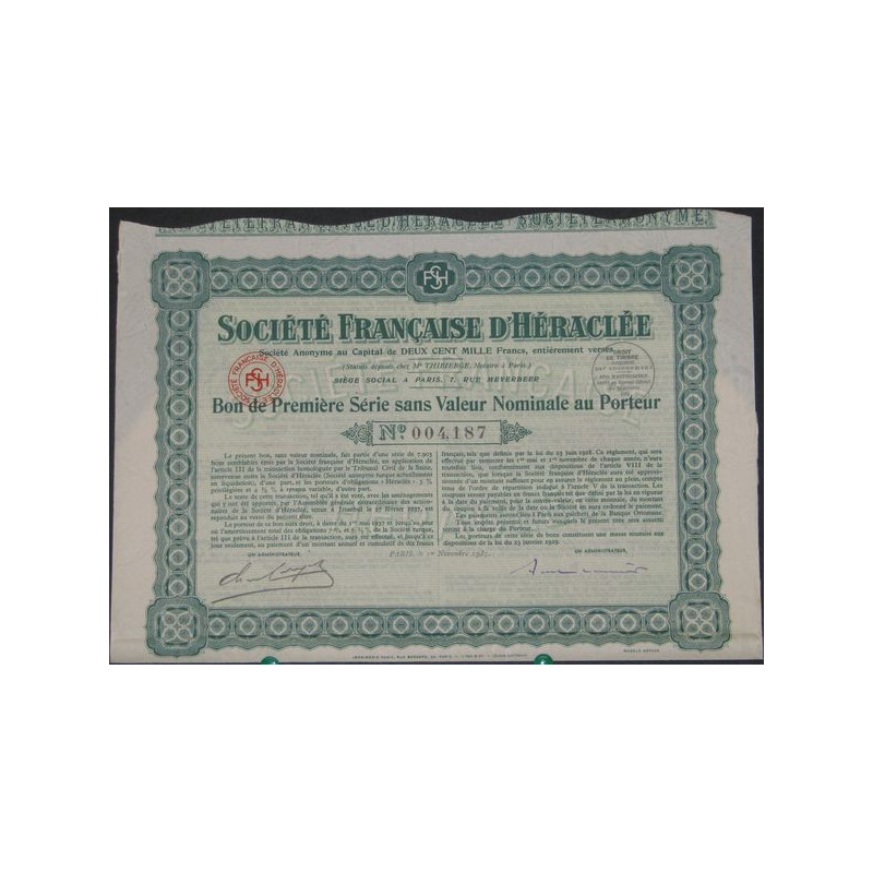 Sté Française d'Héraclée (Bon 1ère série)