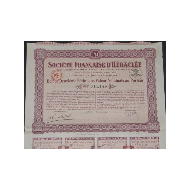 Sté Française d'Héraclée (Bon 2ème série)