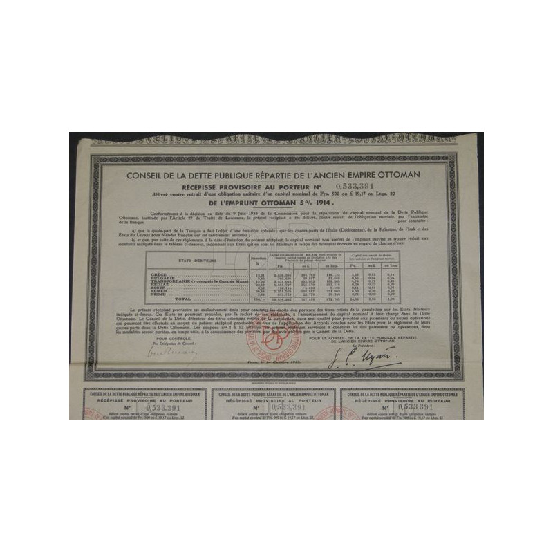 Emprunt Ottoman 5 % 1914