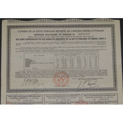Bons représentatifs des annuités Arriérées de la Dette Publique Ottomane "Série A"