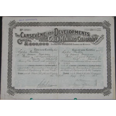 The Carsevène and Developments Anglo-Franch Gold Mining Cy Ltd