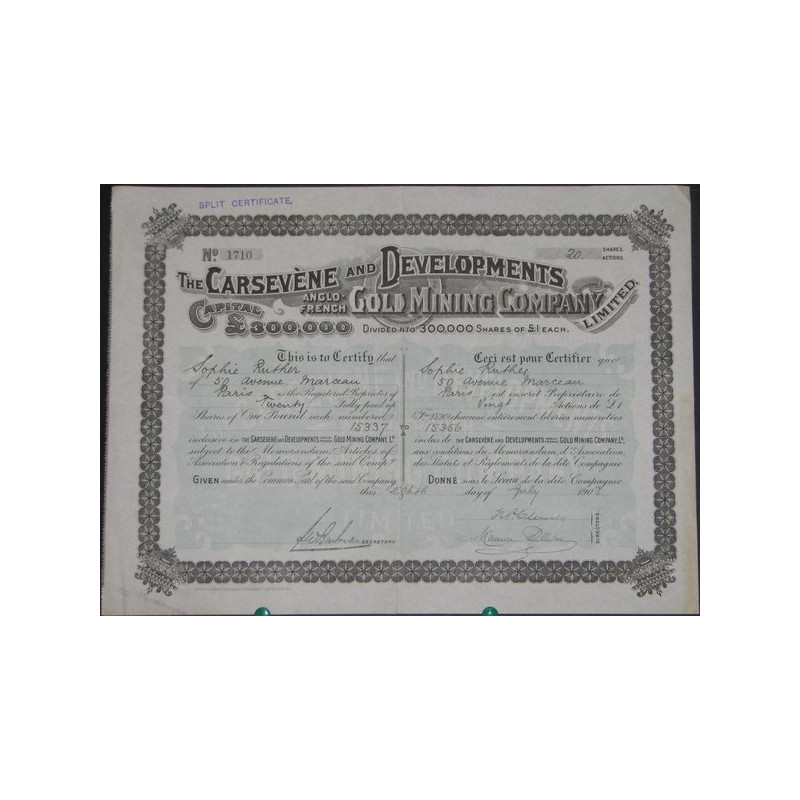 The Carsevène and Developments Anglo-Franch Gold Mining Cy Ltd
