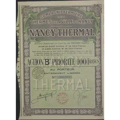 Cie Fermière des Thermes de la Ville de Nancy - Nancy-Thermal