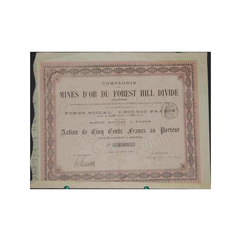 Cie des Mines d'Or du Forest Hill Divide