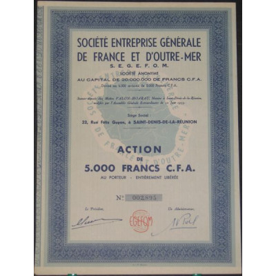 Sté Entreprise Gale de France et d'Outre-Mer S.E.G.E.F.O.M.