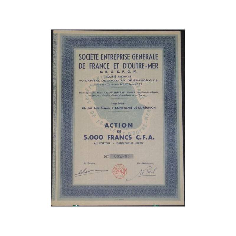 Sté Entreprise Gale de France et d'Outre-Mer S.E.G.E.F.O.M.