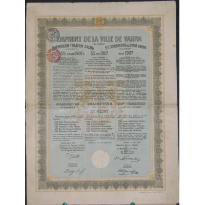 Emprunt de la Ville de Varna 5 % Or 1907