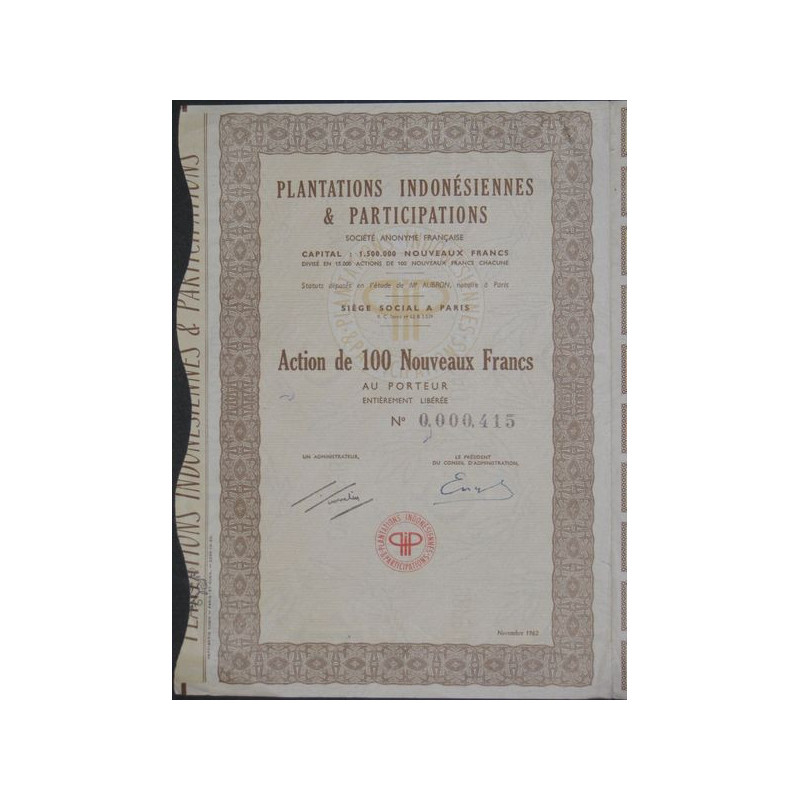 Plantations Indonésiennes & Participations