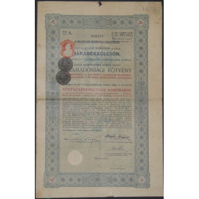 Royaume de Hongrie - Emprunt en Rentes 4 % 1910