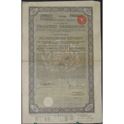 Royaume de Hongrie - Emprunt en Rentes Amortissables 4 1/2 %