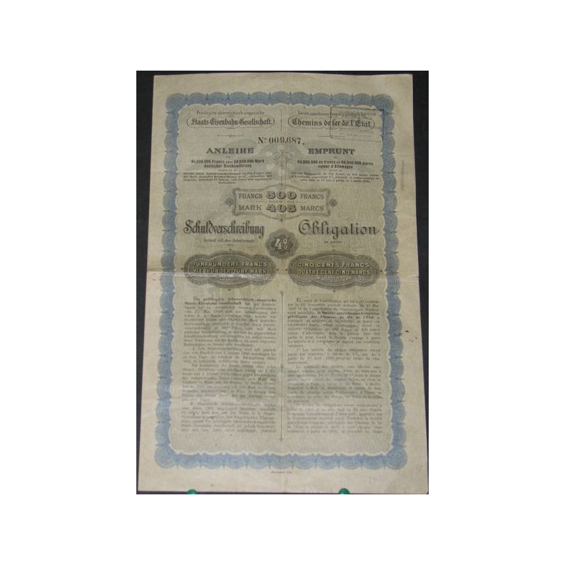 Emprunt Sté Autrichienne-Hongroise privilégiée des Chemin de Fer de l'Etat